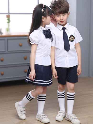 校服短袖套裝中小學生演出服男女畢業班服襯衫英倫幼兒園園服夏裝